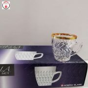 فنجان دسته دار شش عددی لب طلا استلا